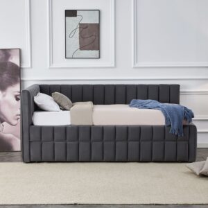 Voodi DERBY, kaheinimese / väljatõmmatava madratsi ruumiga / hall