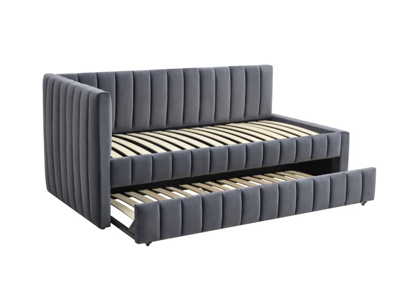 Voodi DERBY, kaheinimese / väljatõmmatava madratsi ruumiga / hall