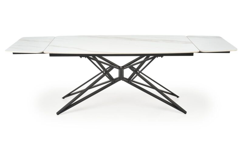 Pikendatav Söögilaud ALFERO, valge marmor / must