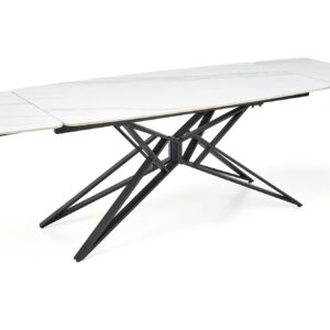 Pikendatav Söögilaud ALFERO, valge marmor / must