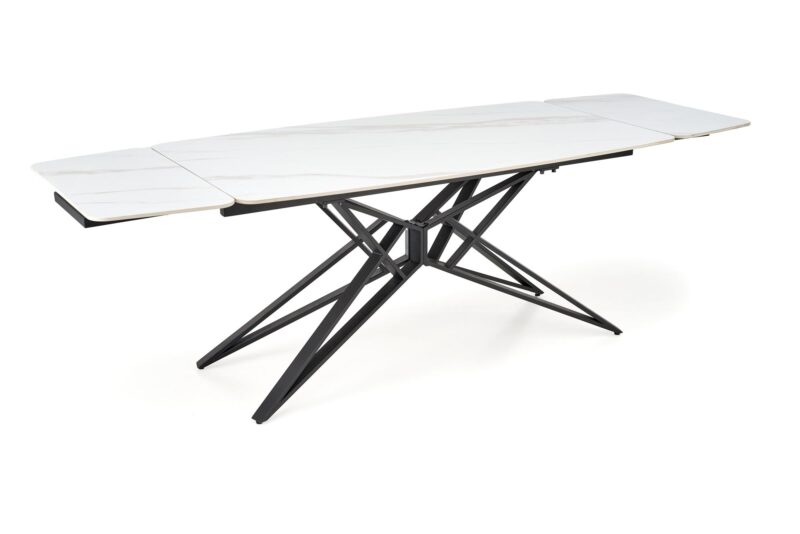 Pikendatav Söögilaud ALFERO, valge marmor / must