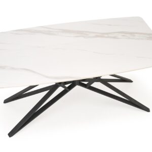 Pikendatav Söögilaud ALFERO, valge marmor / must