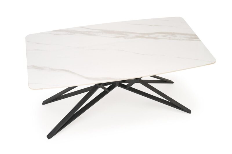 Pikendatav Söögilaud ALFERO, valge marmor / must