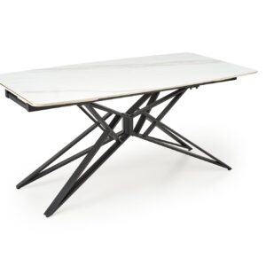 Pikendatav Söögilaud ALFERO, valge marmor / must
