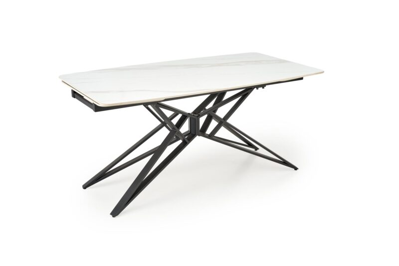Pikendatav Söögilaud ALFERO, valge marmor / must