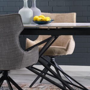 Pikendatav Söögilaud ALFERO, valge marmor / must