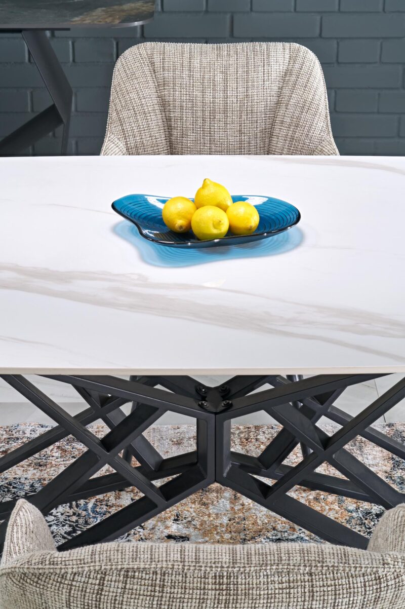 Pikendatav Söögilaud ALFERO, valge marmor / must