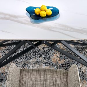 Pikendatav Söögilaud ALFERO, valge marmor / must