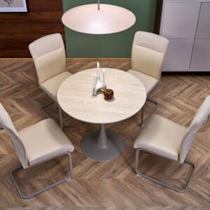 Ümmargune Söögilaud TOLMAR, travertiin / kašmiir