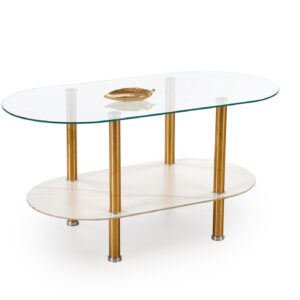 Kohvilaud DUCAT, valge marmor / läbipaistev / kuldne