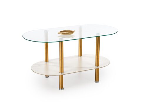 Kohvilaud DUCAT, valge marmor / läbipaistev / kuldne