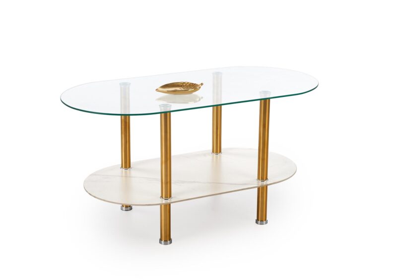 Kohvilaud DUCAT, valge marmor / läbipaistev / kuldne