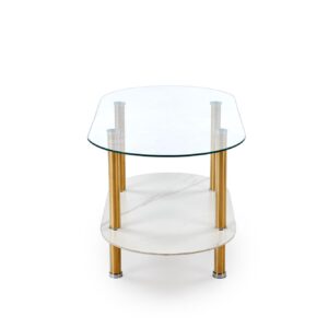 Kohvilaud DUCAT, valge marmor / läbipaistev / kuldne