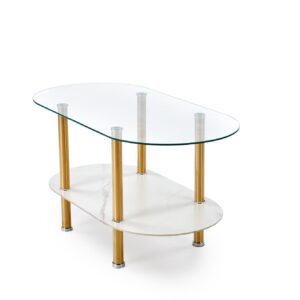 Kohvilaud DUCAT, valge marmor / läbipaistev / kuldne