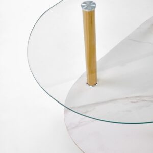 Kohvilaud DUCAT, valge marmor / läbipaistev / kuldne