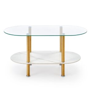 Kohvilaud DUCAT, valge marmor / läbipaistev / kuldne