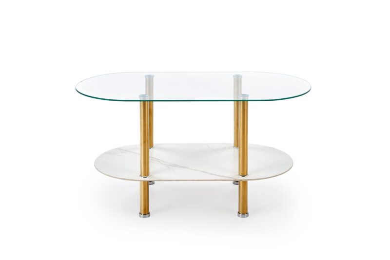 Kohvilaud DUCAT, valge marmor / läbipaistev / kuldne