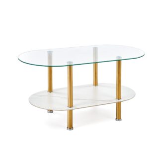 Kohvilaud DUCAT, valge marmor / läbipaistev / kuldne