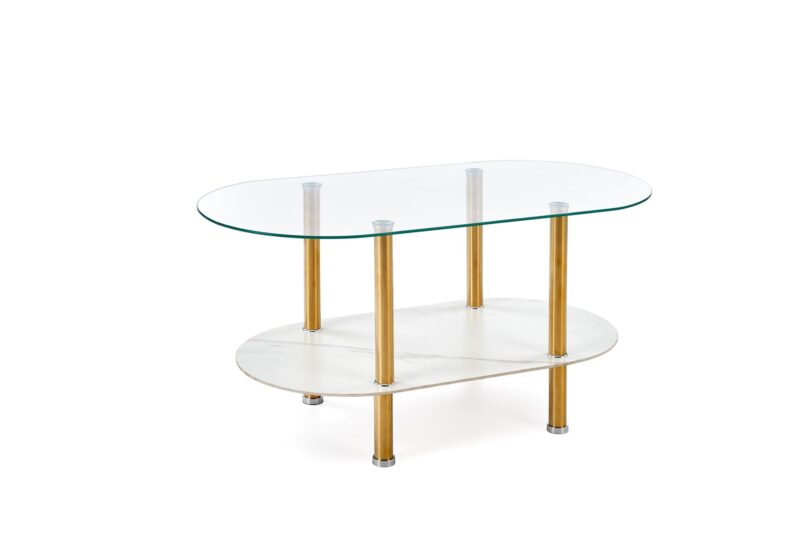 Kohvilaud DUCAT, valge marmor / läbipaistev / kuldne