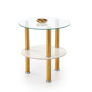 Kohvilaud DUCAT S, valge marmor / läbipaistev / kuldne