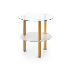 Kohvilaud DUCAT S, valge marmor / läbipaistev / kuldne