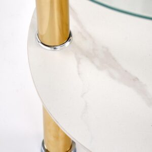 Kohvilaud DUCAT S, valge marmor / läbipaistev / kuldne