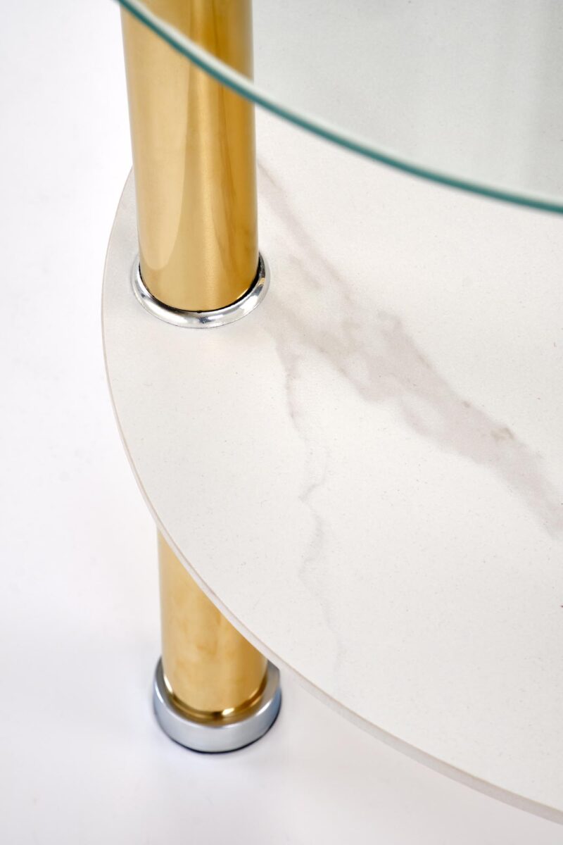 Kohvilaud DUCAT S, valge marmor / läbipaistev / kuldne