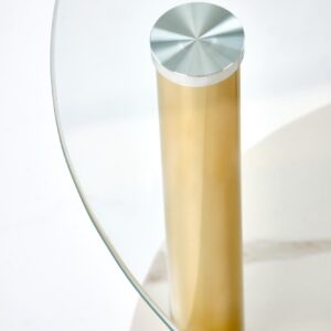 Kohvilaud DUCAT S, valge marmor / läbipaistev / kuldne