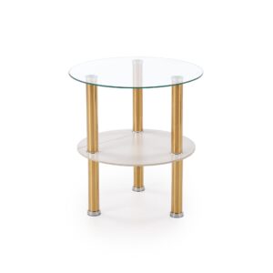 Kohvilaud DUCAT S, valge marmor / läbipaistev / kuldne