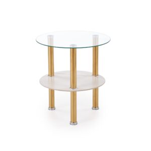 Kohvilaud DUCAT S, valge marmor / läbipaistev / kuldne