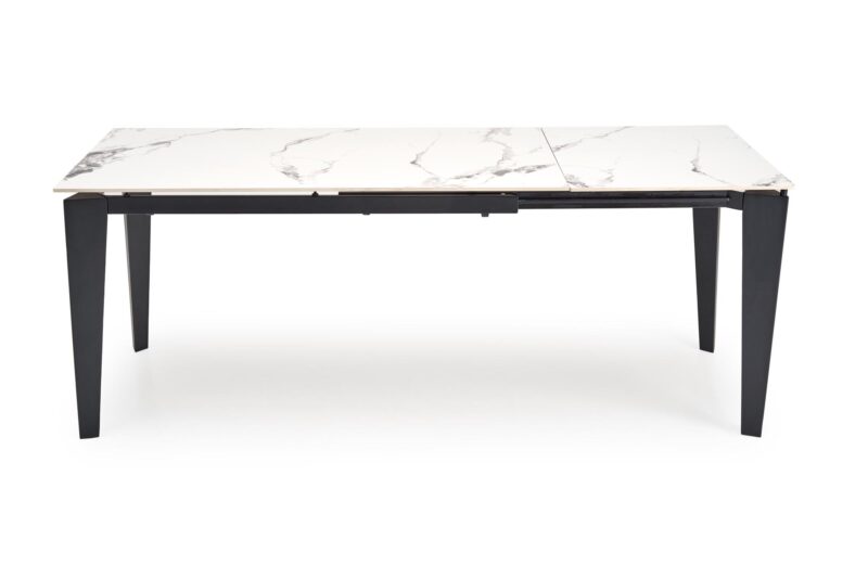 Pikendatav söögilaud FELIKS, valge marmor / must