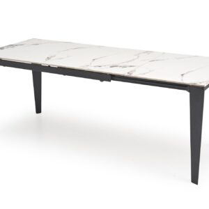 Pikendatav söögilaud FELIKS, valge marmor / must