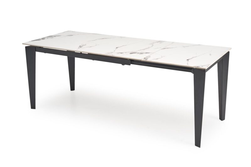 Pikendatav söögilaud FELIKS, valge marmor / must