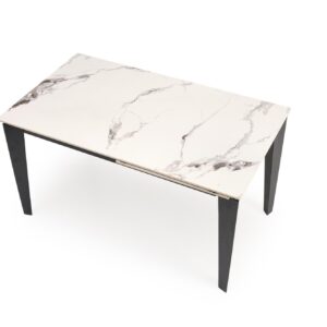 Pikendatav söögilaud FELIKS, valge marmor / must