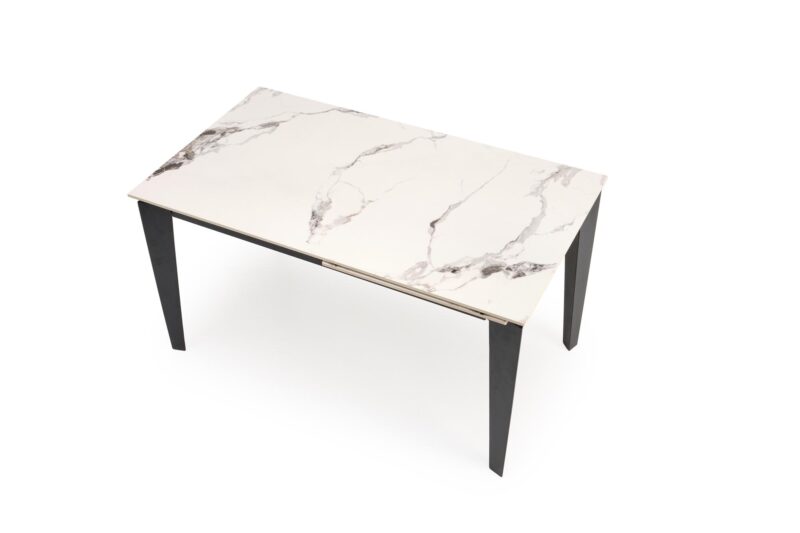 Pikendatav söögilaud FELIKS, valge marmor / must