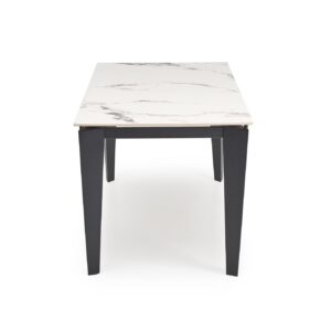 Pikendatav söögilaud FELIKS, valge marmor / must