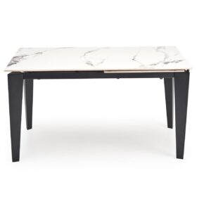 Pikendatav söögilaud FELIKS, valge marmor / must