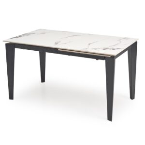 Pikendatav söögilaud FELIKS, valge marmor / must