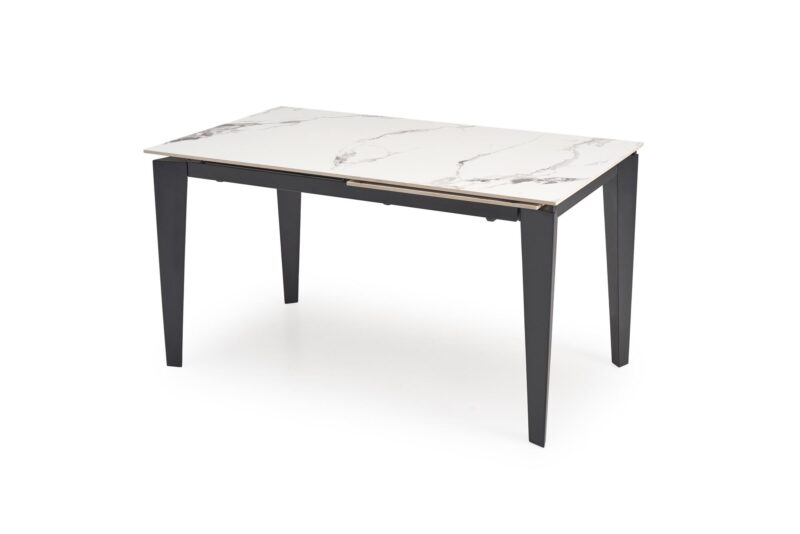 Pikendatav söögilaud FELIKS, valge marmor / must