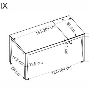 Pikendatav söögilaud FELIKS, valge marmor / must