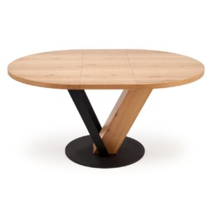 Pikendatav söögilaud FANIS, ümmargune / naturaalne / must