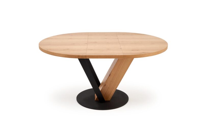 Pikendatav söögilaud FANIS, ümmargune / naturaalne / must