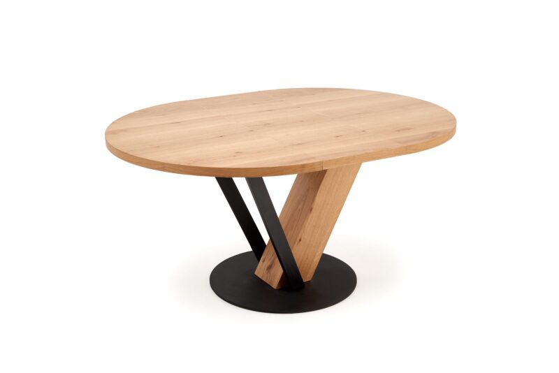 Pikendatav söögilaud FANIS, ümmargune / naturaalne / must