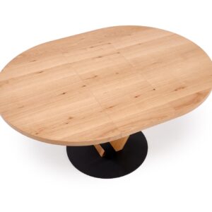 Pikendatav söögilaud FANIS, ümmargune / naturaalne / must