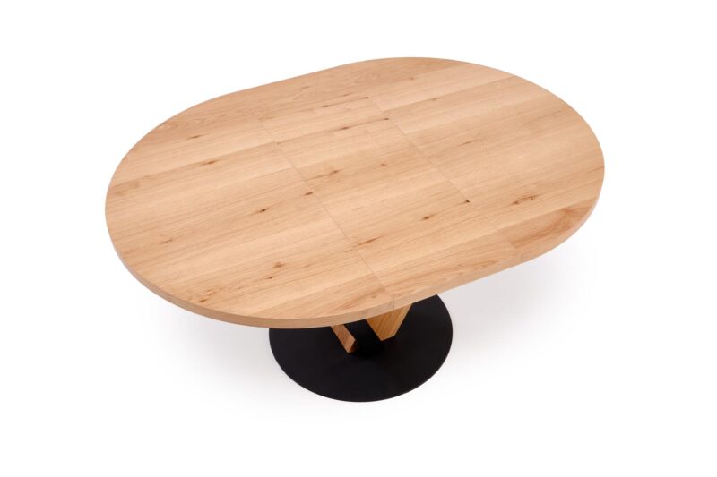 Pikendatav söögilaud FANIS, ümmargune / naturaalne / must