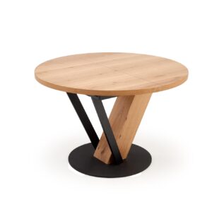 Pikendatav söögilaud FANIS, ümmargune / naturaalne / must