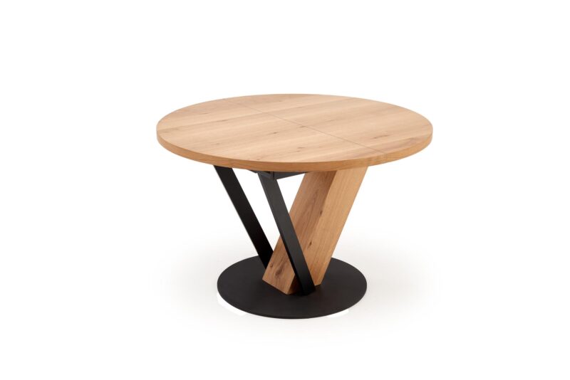 Pikendatav söögilaud FANIS, ümmargune / naturaalne / must