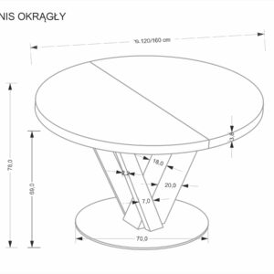 Pikendatav söögilaud FANIS, ümmargune / naturaalne / must