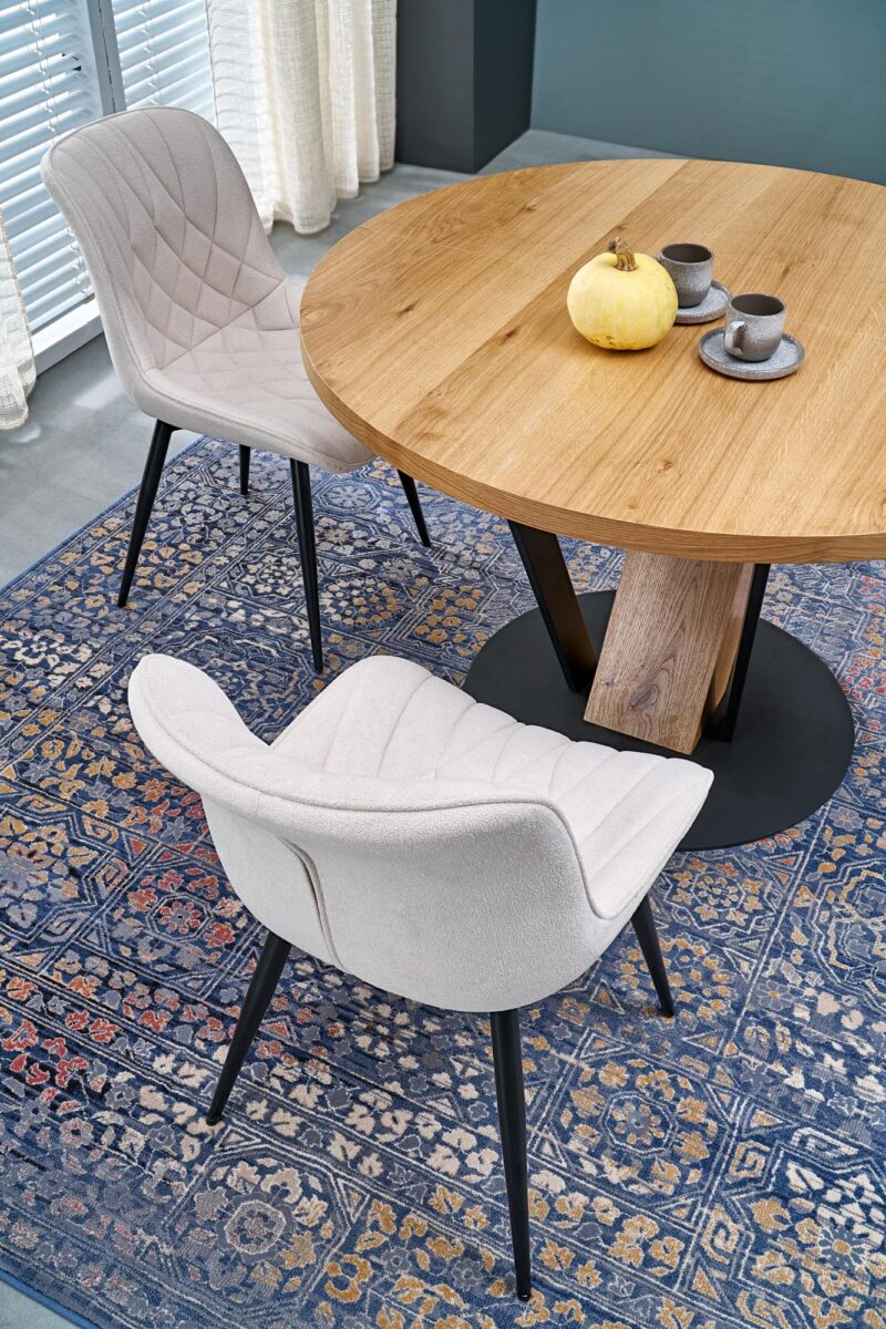 Pikendatav söögilaud FANIS, ümmargune / naturaalne / must