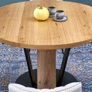 Pikendatav söögilaud FANIS, ümmargune / naturaalne / must